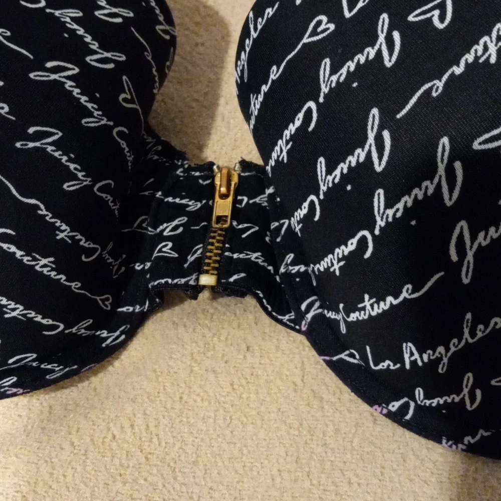 Juicy Coture Bra Black And White With Decorative Zipper - Picture 2 of 4
